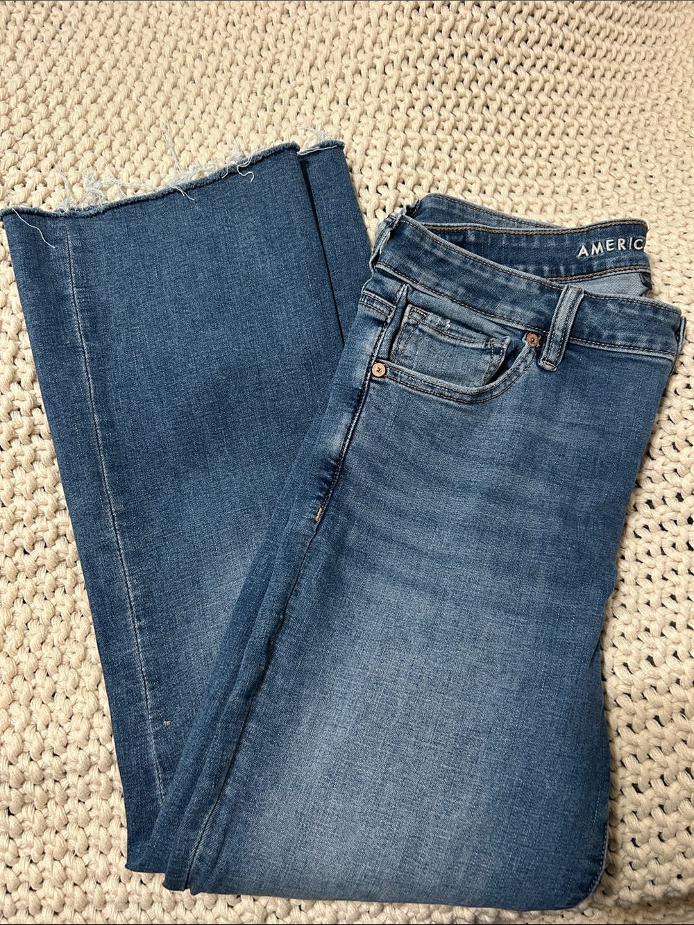 American Eagle Outfitters Medium Wash kickboot crop Jeans